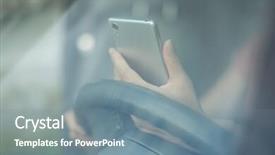  Presentation with women driving - Theme enhanced with phone in hand while driving background and a  colored foreground