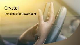  Presentation with women driving - Beautiful PPT layouts featuring phone in hand while driving backdrop and a  colored foreground