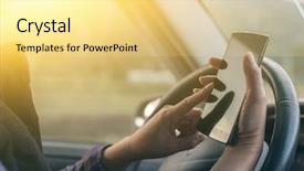  Presentation with women driving - Slide deck with phone in hand while driving background and a blonde colored foreground