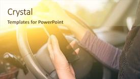  Presentation with women driving - Colorful PPT theme enhanced with phone in hand while driving backdrop and a  colored foreground