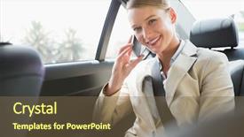  Presentation with connected car - Amazing PPT theme having phone in her car backdrop and a violet colored foreground