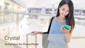  Presentation with hong kong airport - Slide set featuring phone in hong kong airport background and a lemonade colored foreground