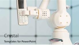  Presentation with robot arm - Theme consisting of phone-in-robot-arm-bot background and a light gray colored foreground