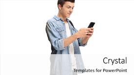  Presentation with black and white old phone - Amazing slide deck having phone isolated on white backdrop and a white colored foreground