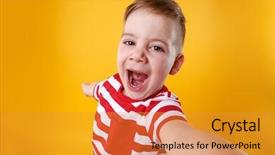  Presentation with cute - Presentation theme with phone isolated over orange background background and a gold colored foreground