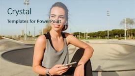  Presentation with sports - Amazing presentation design having phone looking aside listening music backdrop and a light blue colored foreground