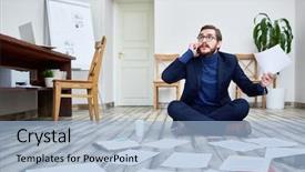  Presentation with speaking - Slide deck with phone looking troubled and sort background and a  colored foreground