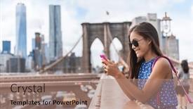  Presentation with brooklyn - Slide set consisting of phone-new-york-city-woman background and a coral colored foreground
