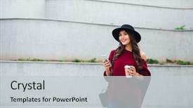  Presentation with city street - Presentation consisting of phone on a city street background and a light gray colored foreground