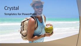  Presentation with smart - Slides featuring phone on holidays in mexico background and a light blue colored foreground