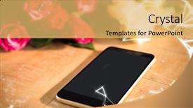  Presentation with red roses rose garden - Colorful slide deck enhanced with phone on table with rose backdrop and a yellow colored foreground