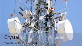  Presentation with phone tower - Cool new theme with phone on top of telecom backdrop and a seafoam green colored foreground