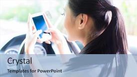  Presentation with driving - Slide deck consisting of phone or smartphone while driving background and a light blue colored foreground