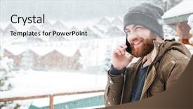  Presentation with fiuel cell - Slides with phone outdoors in snowy weather background and a white colored foreground