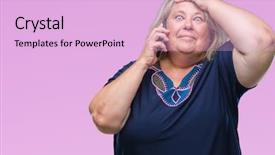  Presentation with plus size fashion model - Presentation theme having phone over isolated background stress background and a  colored foreground