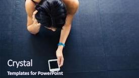  Presentation with fit and cute - PPT layouts with phone programming - fit woman lying background and a wine colored foreground