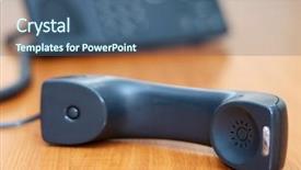  Presentation with phone - Beautiful presentation theme featuring phone receiver lying backdrop and a ocean colored foreground