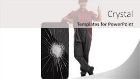  Presentation with cracked - Cool new presentation design with phone-repairman-leaning backdrop and a light gray colored foreground