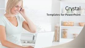  Presentation with internet of thing - Amazing PPT theme having phone searching on the internet backdrop and a white colored foreground