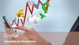  Presentation with smart phone apps - Beautiful slide set featuring phone to check business news backdrop and a coral colored foreground