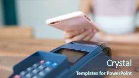  Presentation with pay - Colorful PPT theme enhanced with phone to pay on pos backdrop and a ocean colored foreground