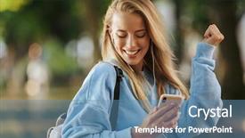  Presentation with young college student diagnosis of sti - Slide set featuring phone walking at the park background and a teal colored foreground