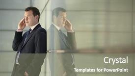  Presentation with middle ages portrait - Amazing presentation theme having aged businessman using mobile phone backdrop and a gray colored foreground