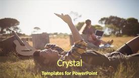  Presentation with phone - Colorful slide set enhanced with phone while lying on grassy backdrop and a  colored foreground