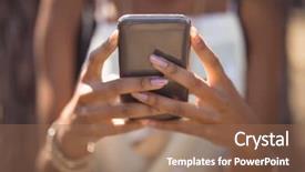  Presentation with retail smart phone - Amazing slide deck having phone while standing against tree backdrop and a  colored foreground