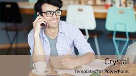  Presentation with new ideas - Presentation design featuring phone while thinking of new background and a coral colored foreground