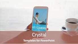  Presentation with distance learning - Beautiful theme featuring phone with e-learning backdrop and a coral colored foreground