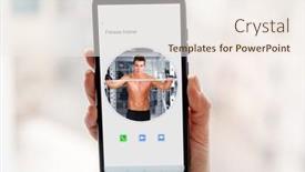  Presentation with trainer - Audience pleasing slide deck consisting of phone-with-fitness-trainer-contact backdrop and a sky blue colored foreground