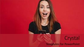  Presentation with strong black woman - Slides featuring phone with joy over red background and a crimson colored foreground