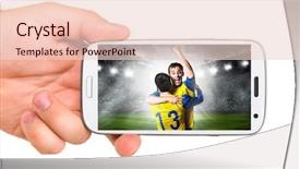  Presentation with soccer - Slide set consisting of phone with soccer or football background and a lemonade colored foreground