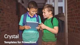  Presentation with school elementary - Audience pleasing slide set consisting of phoneon the elementary school ground backdrop and a  colored foreground