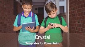  Presentation with elementary school - Amazing slide set having phoneon the elementary school ground backdrop and a tawny brown colored foreground