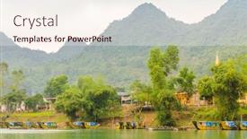  Presentation with tourists - Slide deck enhanced with phong-nha-ke-bang-national background and a cream colored foreground