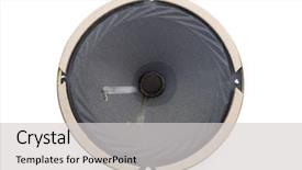  Presentation with speaker - Presentation theme consisting of pulse sound waves - speaker isolated on white background background and a light gray colored foreground