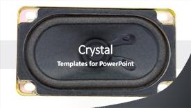  Presentation with speaker - Cool new slides with pulse sound waves - speaker isolated on white background backdrop and a dark gray colored foreground