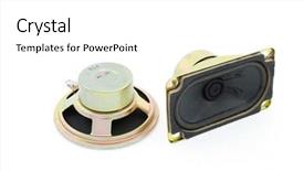  Presentation with speakers - Amazing PPT theme having pulse sound waves - two speakers isolated on white backdrop and a white colored foreground