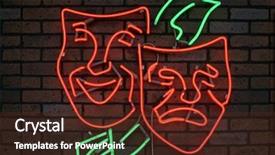  Presentation with happy sad masks - Slide deck featuring phosphor - neon sign series happy background and a tawny brown colored foreground