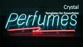  Presentation with neon - Slide deck consisting of hot coffee in gold antique cup and smoke above background and a wine colored foreground