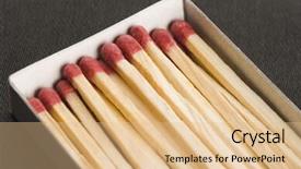  Presentation with phosphorus - PPT theme with phosphorus - close-up of an open matchbox background and a lemonade colored foreground