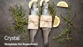  Presentation with trout - Slide deck consisting of phosphorus - composition with fresh trout fish background and a dark gray colored foreground