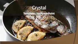  Presentation with phosphorus - Slide set consisting of phosphorus - cooking trout fish on frying background and a  colored foreground