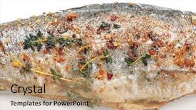  Presentation with fresh ginger root on white - PPT theme consisting of phosphorus - delicious freshly fried fish background and a  colored foreground