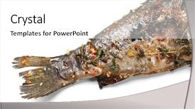  Presentation with phosphorus - Colorful PPT theme enhanced with phosphorus - delicious freshly fried fish backdrop and a  colored foreground