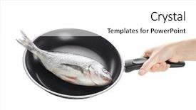  Presentation with hand holding puzzle piece - Colorful PPT theme enhanced with phosphorus - female hand holding frying pan backdrop and a  colored foreground