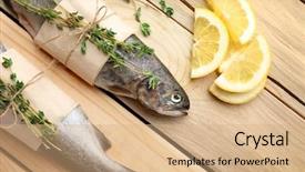  Presentation with trout - Slide deck featuring phosphorus - fresh trout fish wrapped background and a coral colored foreground