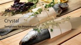  Presentation with trout - Beautiful slides featuring phosphorus - fresh trout fish wrapped backdrop and a coral colored foreground